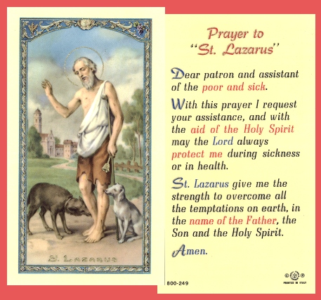 St Lazarus Holy Card
